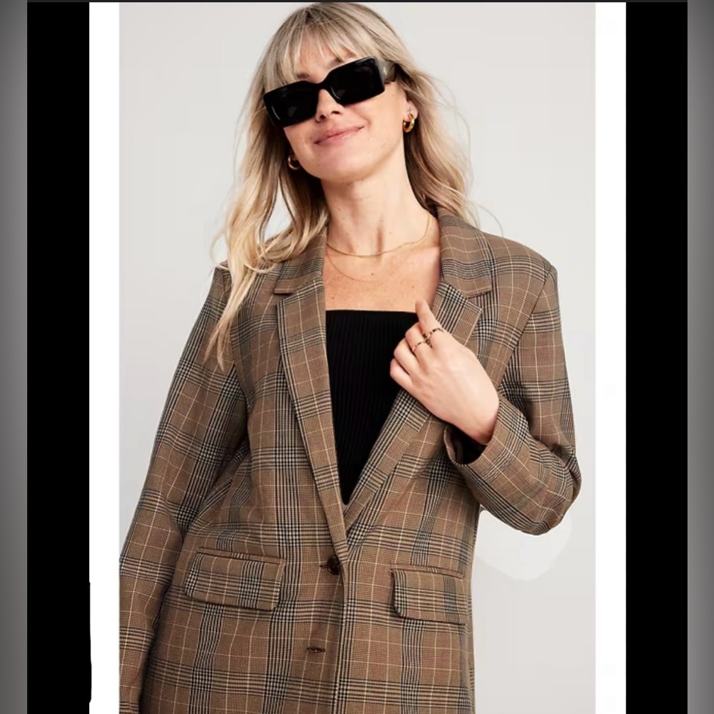 Old Navy Taylor Relaxed Suit Blazer in brown plaid size 2XL